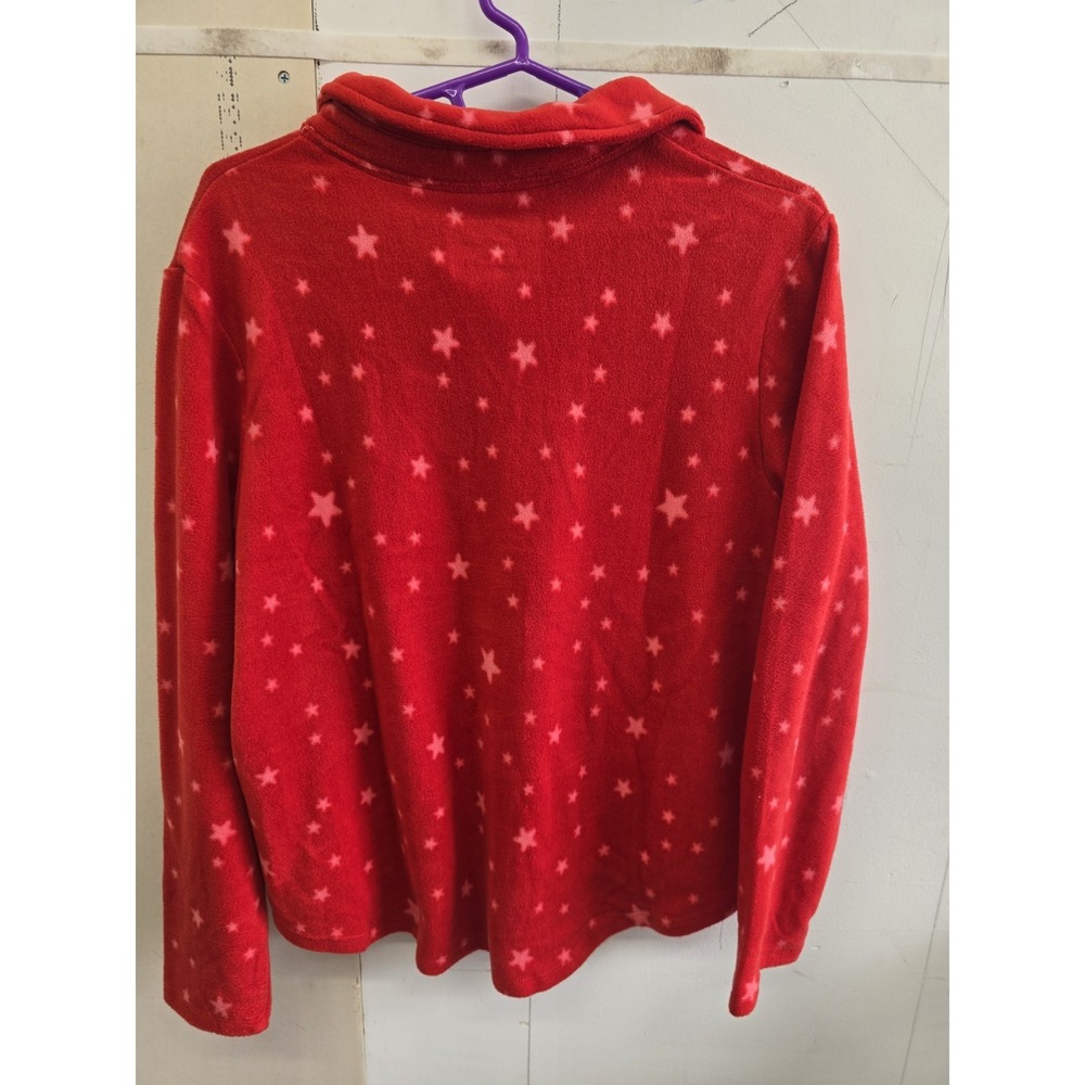 Cuddl Duds Petite Fleecewear Star Fleece Button Front Pajama Set PL Pockets - Picture 3 of 14